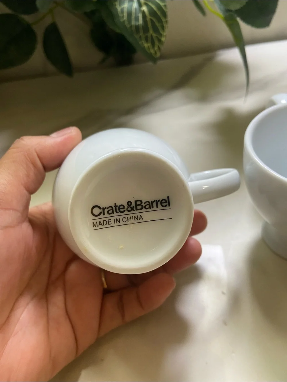 Vintage Set Of 2 Crate & Barrel White Espresso Demitasse Cup Mug 4 oz 3” Tall